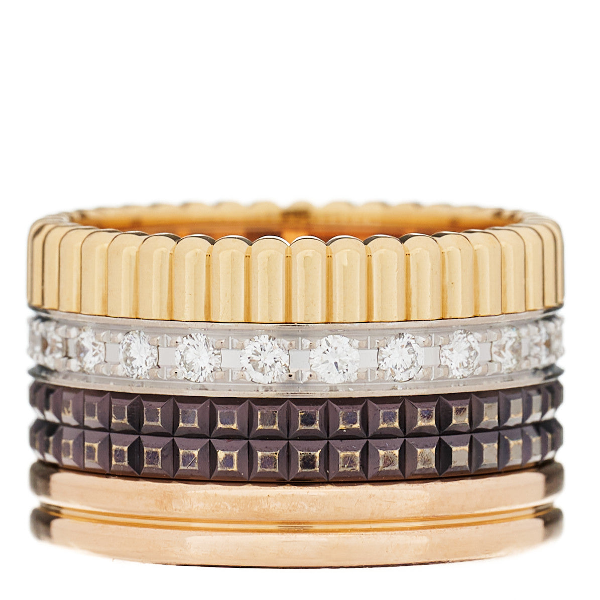 Boucheron 18K Pink Yellow White Gold Diamond PVD Large Quatre Classique Ring 49 4.75 1 of 8