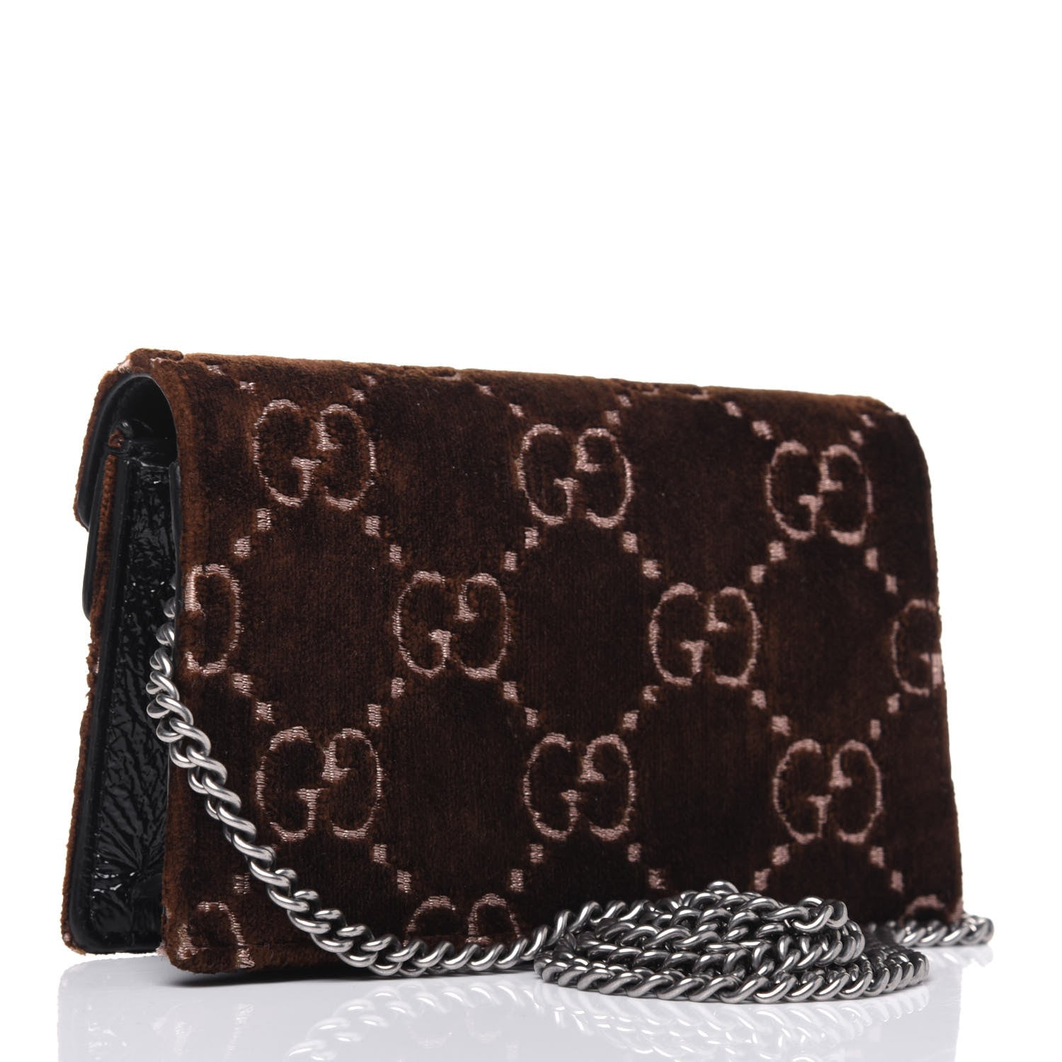 Gucci Velvet Skipper Crystal GG Monogram Super Mini Dionysus Shoulder Bag Brown Black Black Diamond 3 of 13