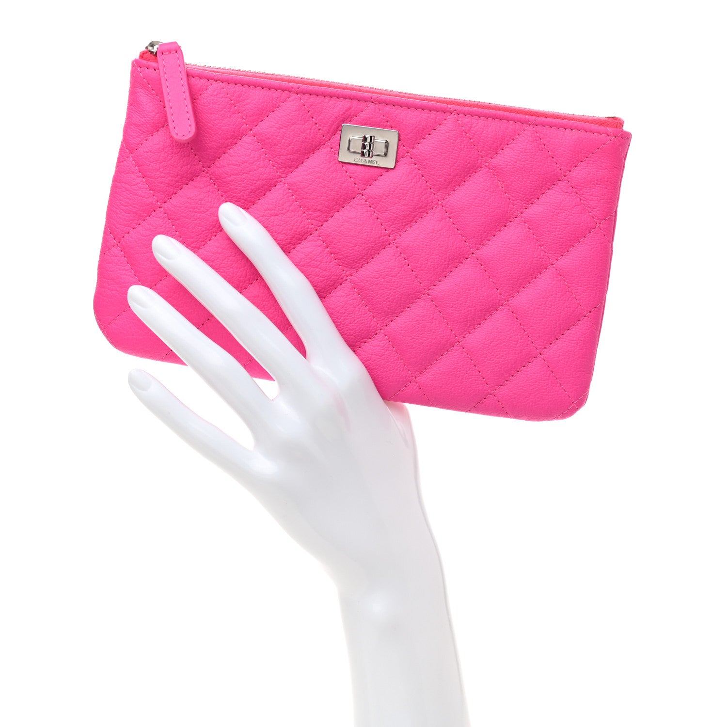 Chanel Goatskin Quilted Medium Reissue Cosmetic Case Pink 2 of 7