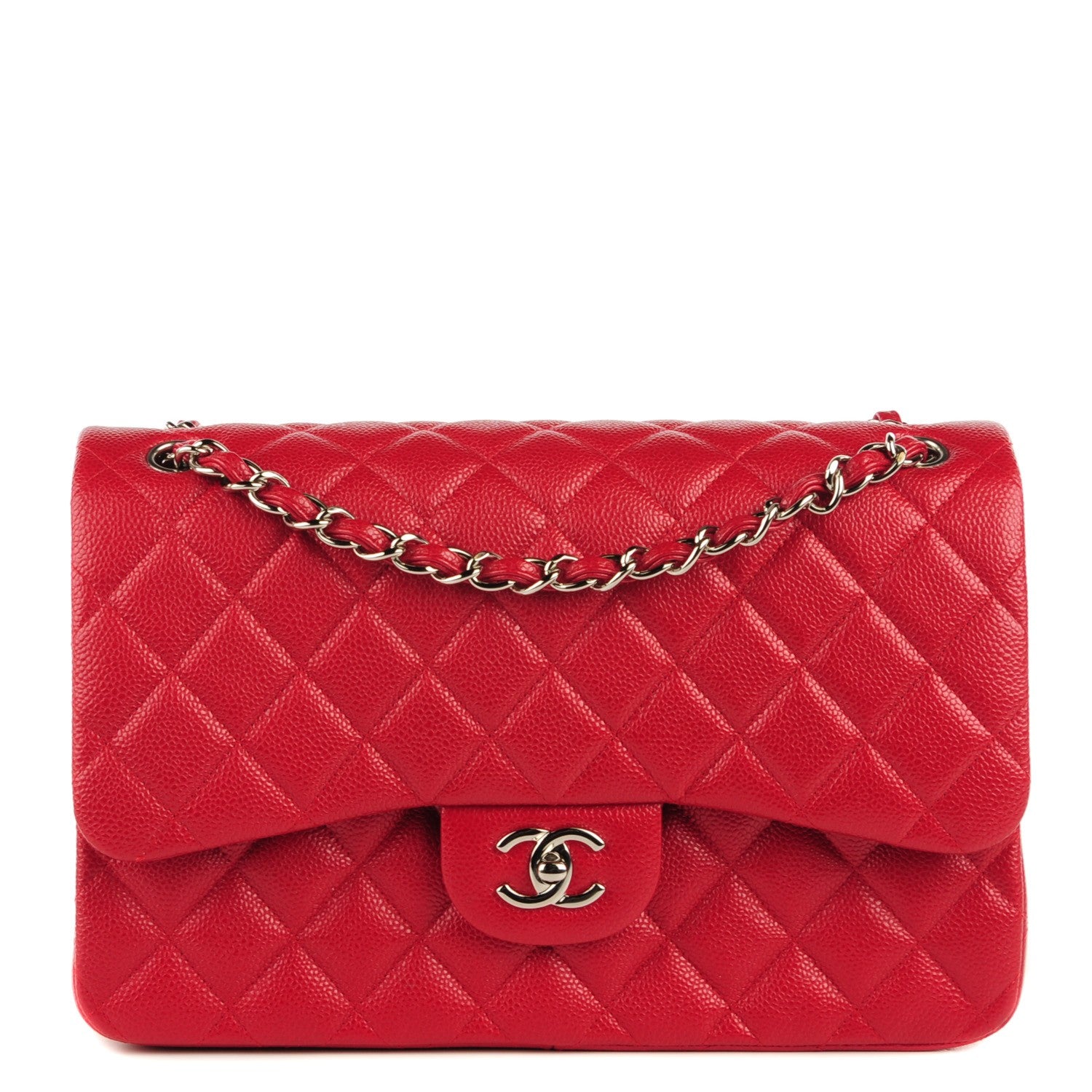Chanel Pearly Caviar Quilted Jumbo Double Flap Dark Pink 1 of 9