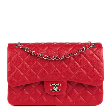 Chanel Pearly Caviar Quilted Jumbo Double Flap Dark Pink 1 of 9