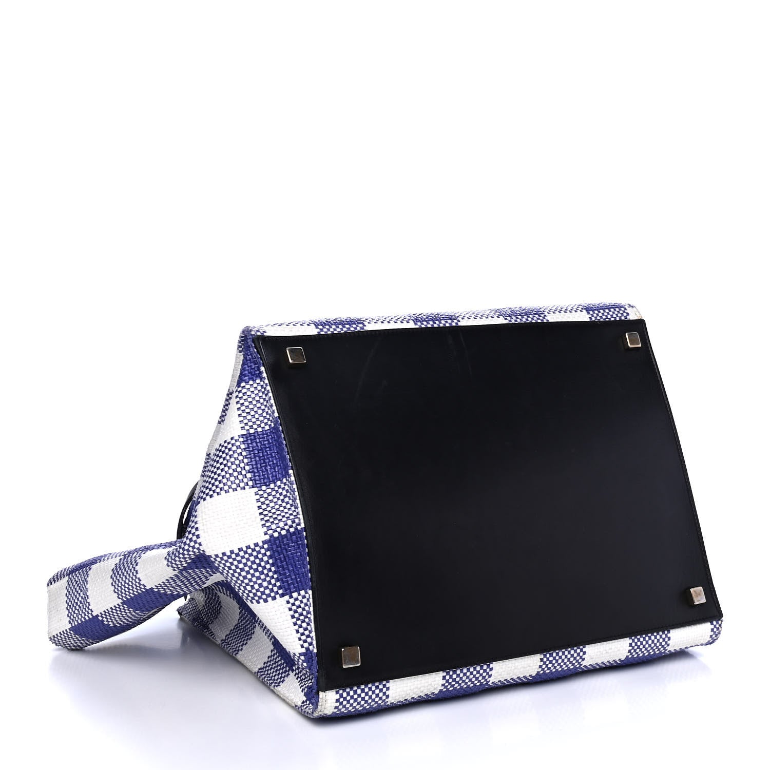 Celine Gingham Woven Medium Phantom Luggage Cobalt 3 of 4
