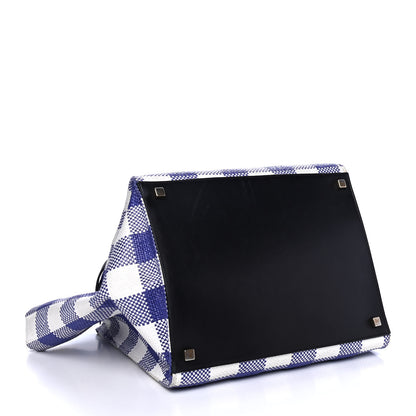 Celine Gingham Woven Medium Phantom Luggage Cobalt 3 of 4