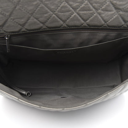 Chanel Metallic Calfskin Quilted Small XXL Travel Flap Bag Dark Silver 5 of 11