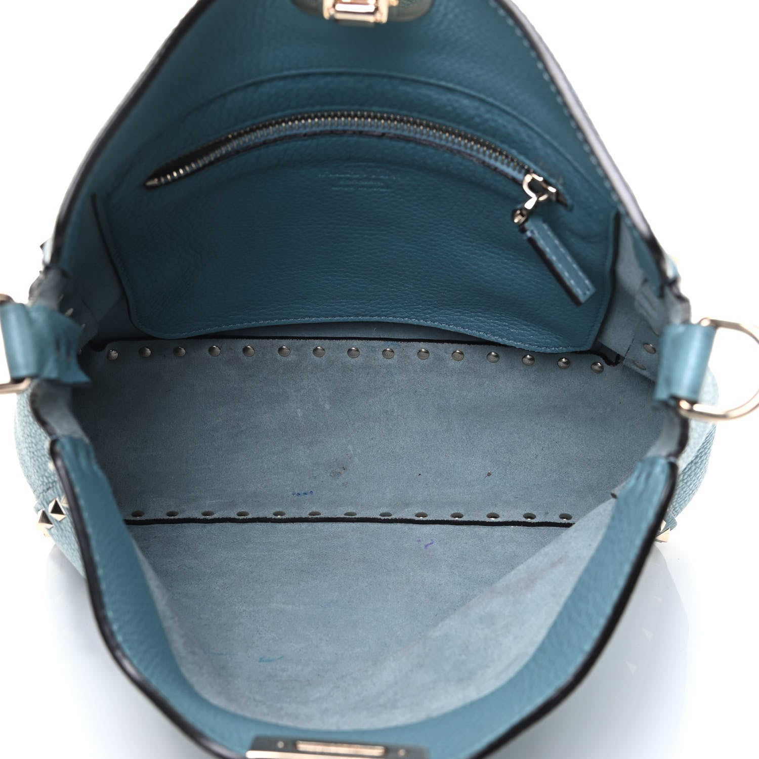 Valentino Garavani Pebbled Calfskin Small Rockstud Flip-Lock Messenger Bag Light Blue 5 of 8