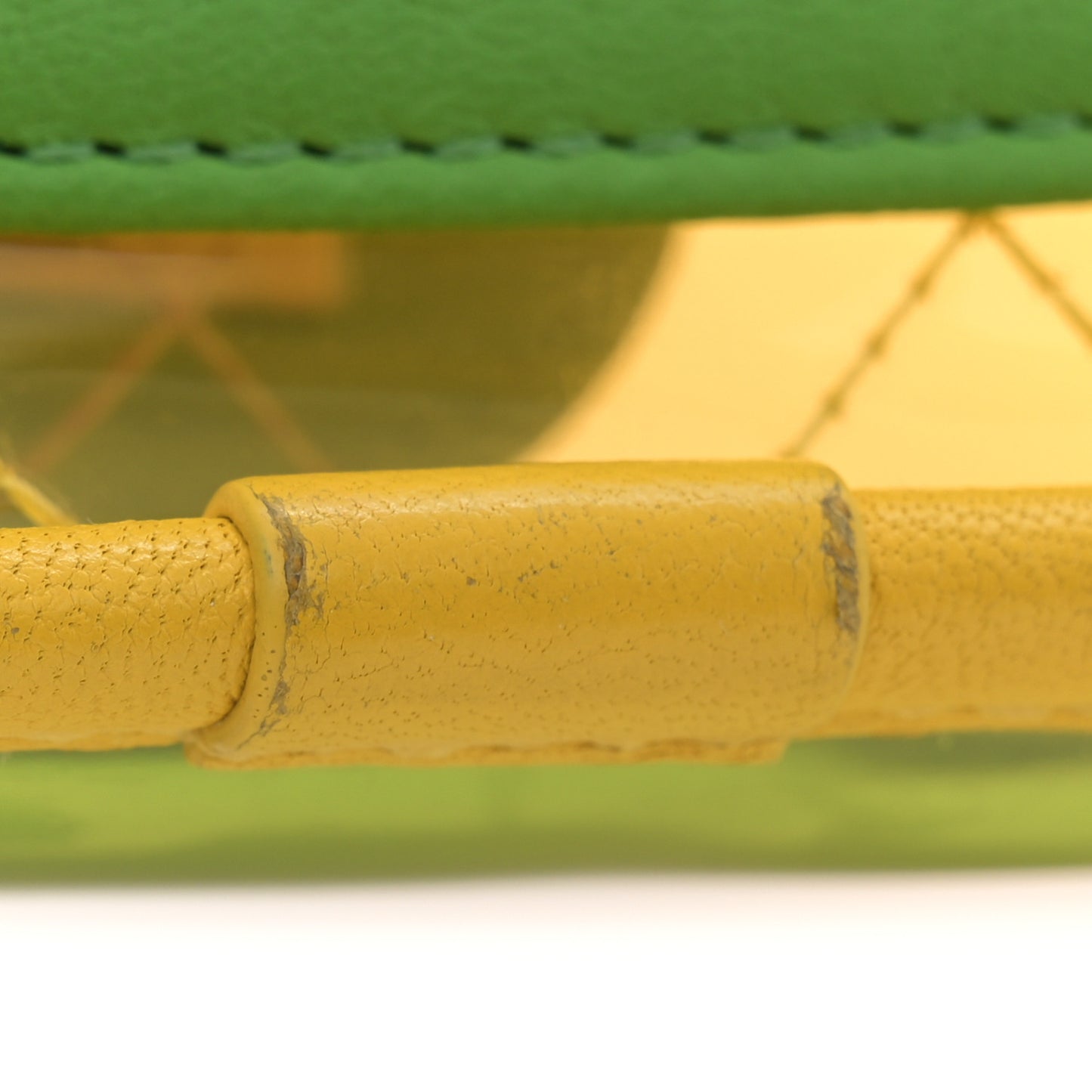 PVC Lambskin Stitched Medium Coco Splash Flap Yellow Green Pink