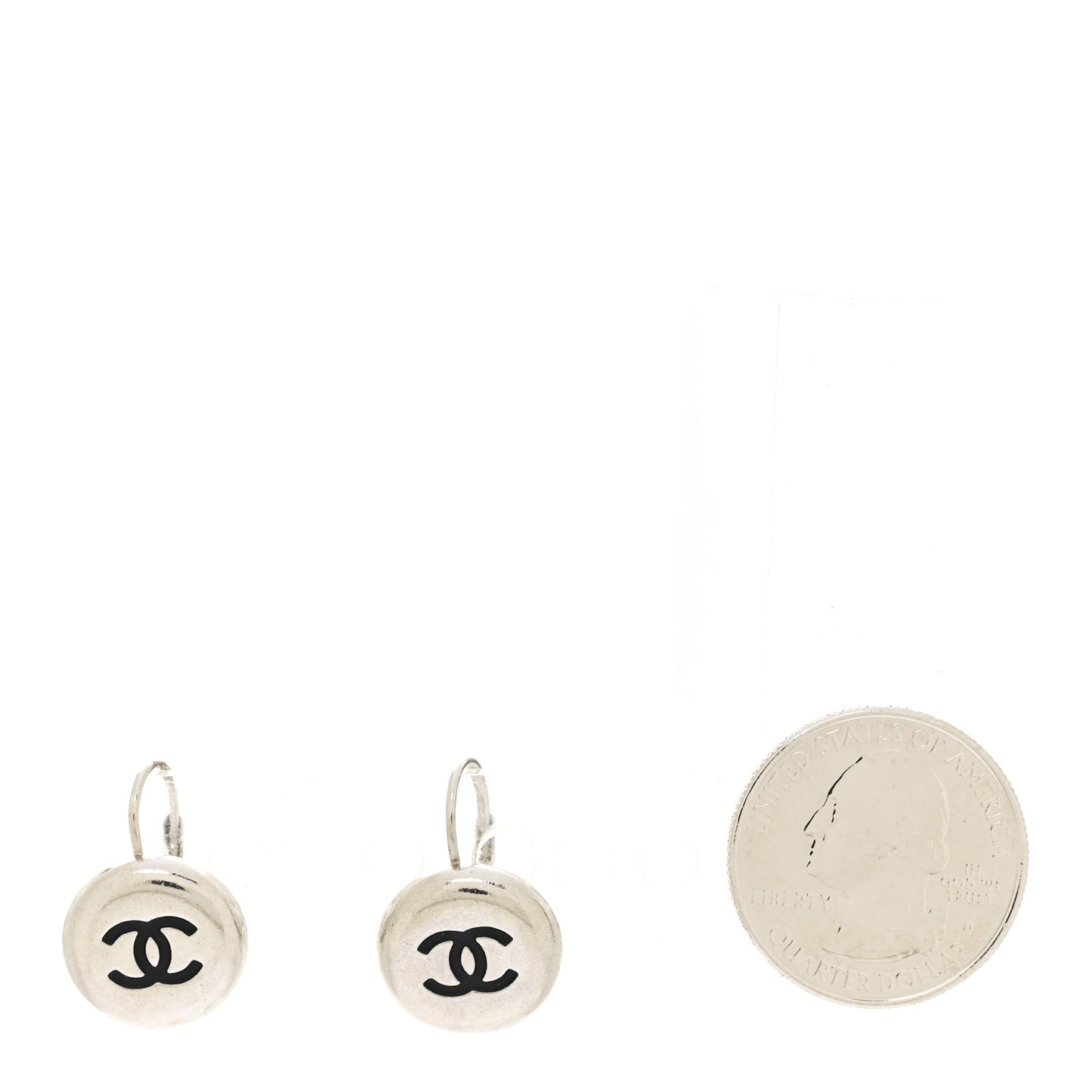 CC Round Earrings Silver Black