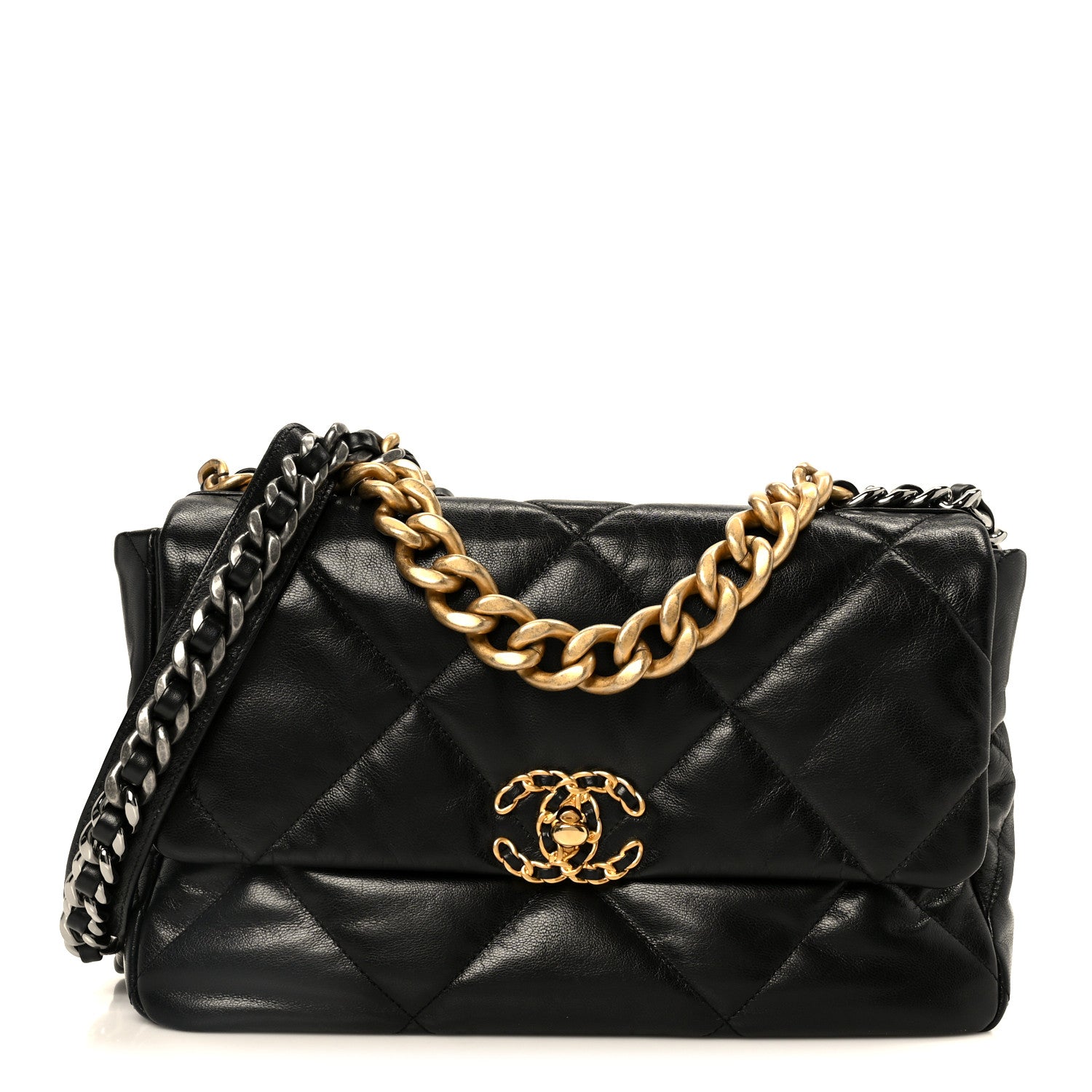 Chanel Goatskin Quilted Large Chanel 19 Flap Black 1 of 10