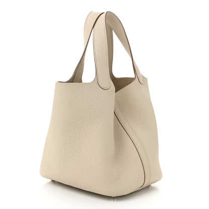 Hermes Taurillon Clemence Picotin Lock 18 PM Beton 3 of 11