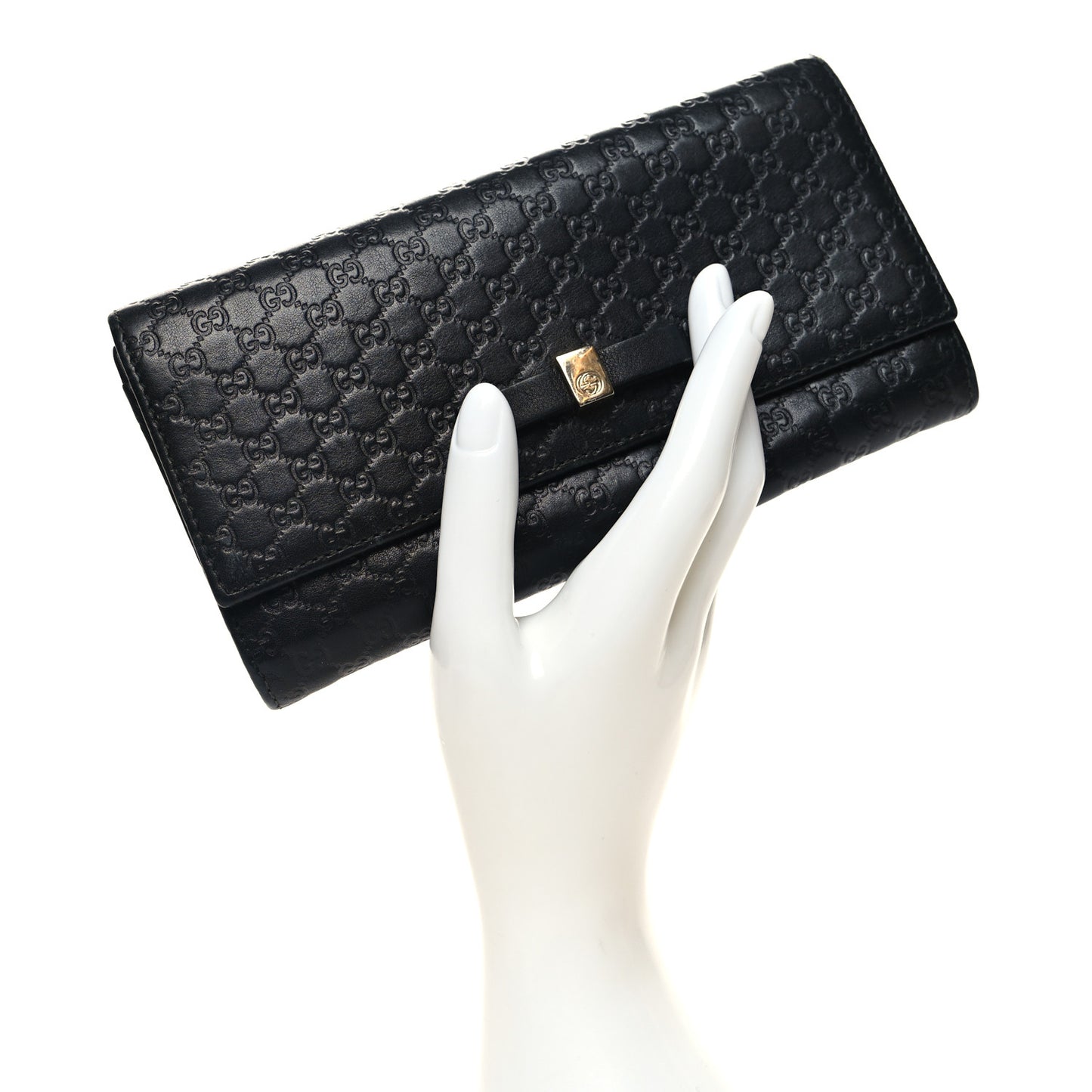 Microguccissima Bow Continental Wallet Black