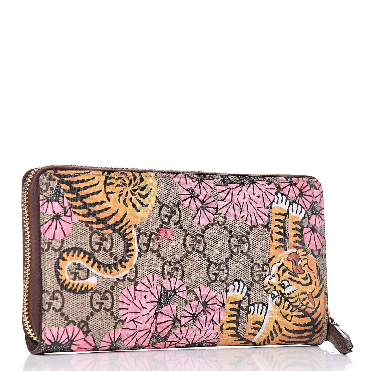 Gucci GG Supreme Monogram Bengal Zip Around Wallet Beige Pink 3 of 7