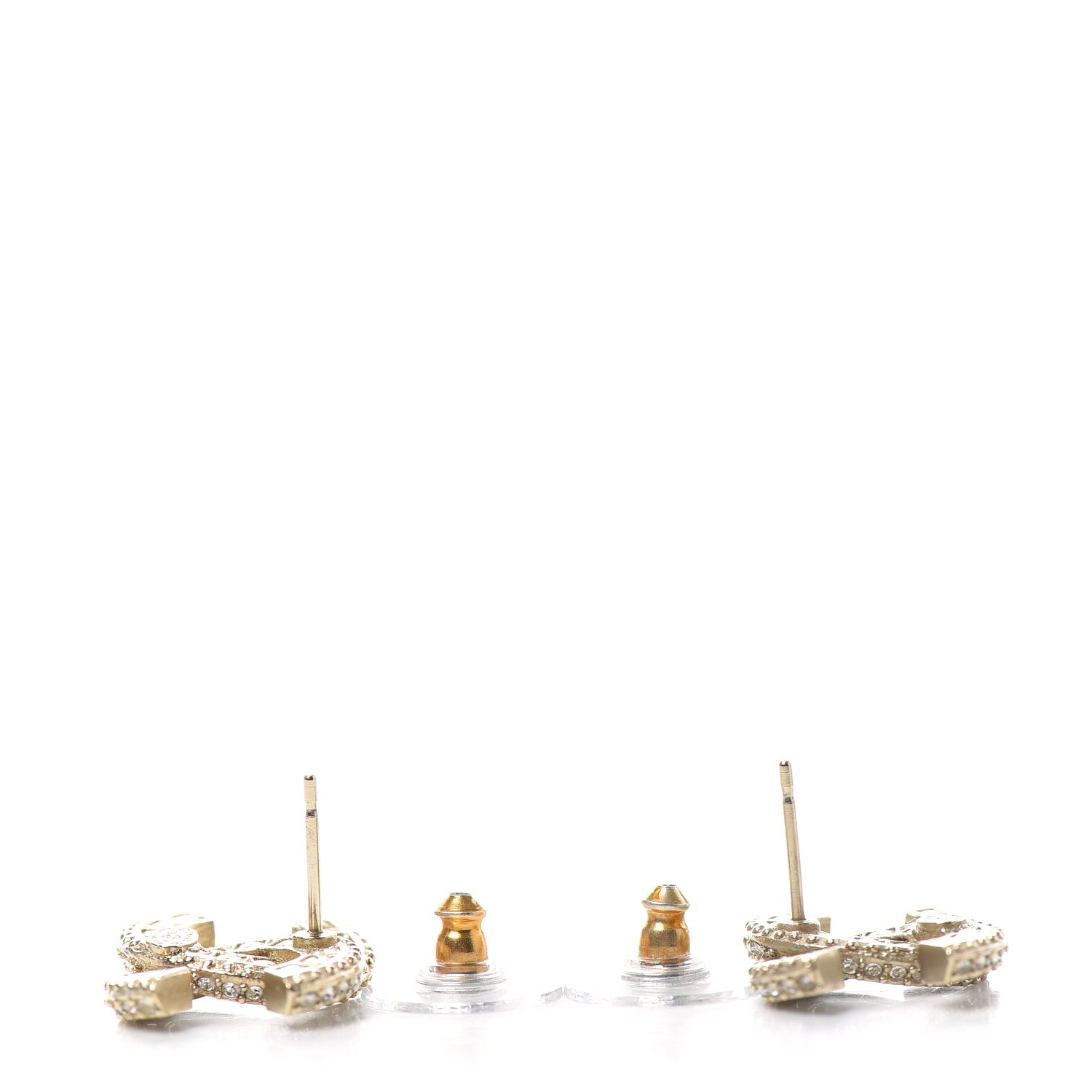 Chanel Crystal Timeless CC Earrings Light Gold 3 of 4