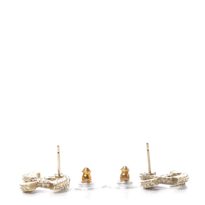 Chanel Crystal Timeless CC Earrings Light Gold 3 of 4