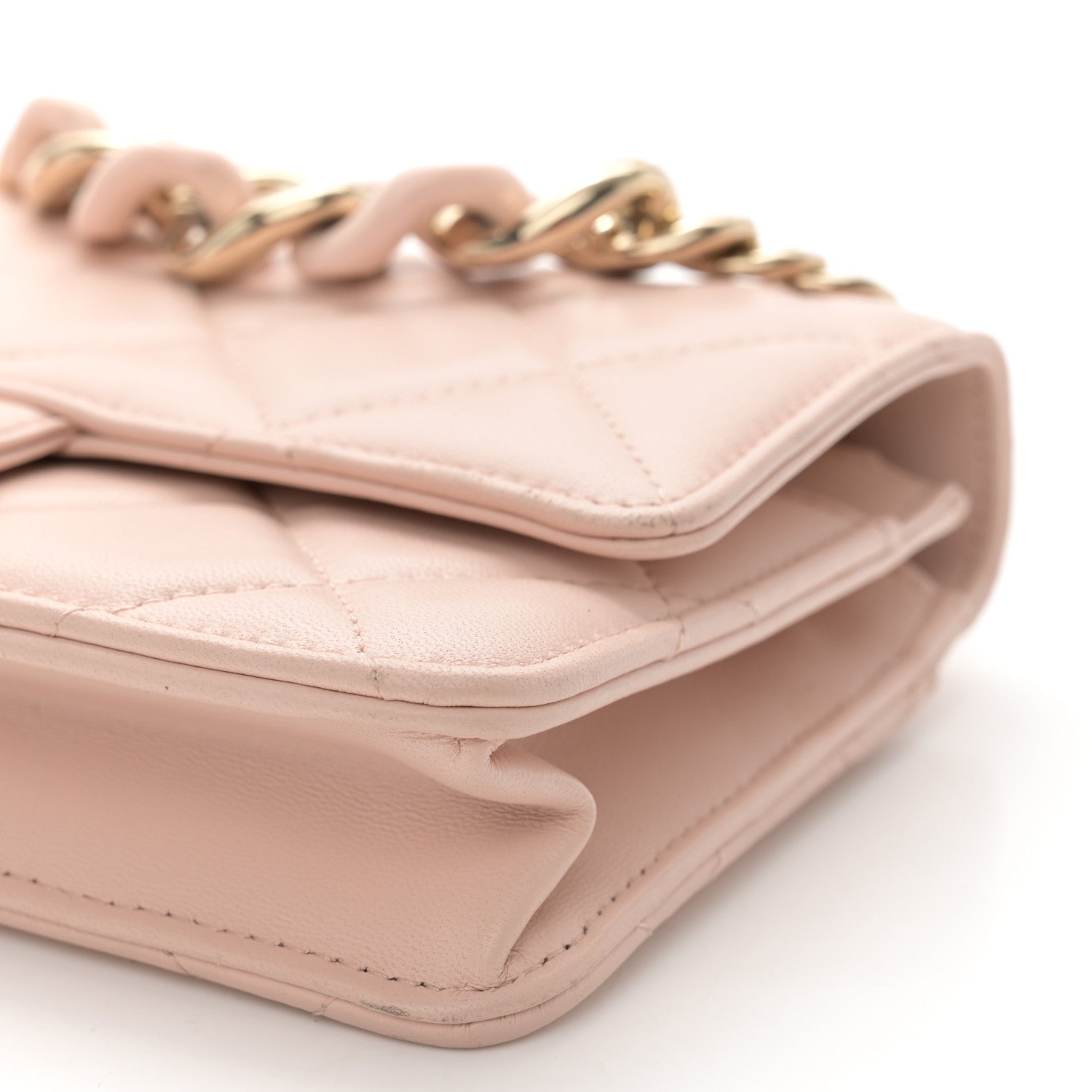 Chanel Lambskin Plexi Quilted Wallet On Chain WOC Light Beige 11 of 15