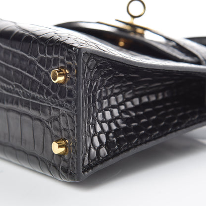 Hermes Matte Alligator Mini Kelly Sellier 20 Black 29 of 33