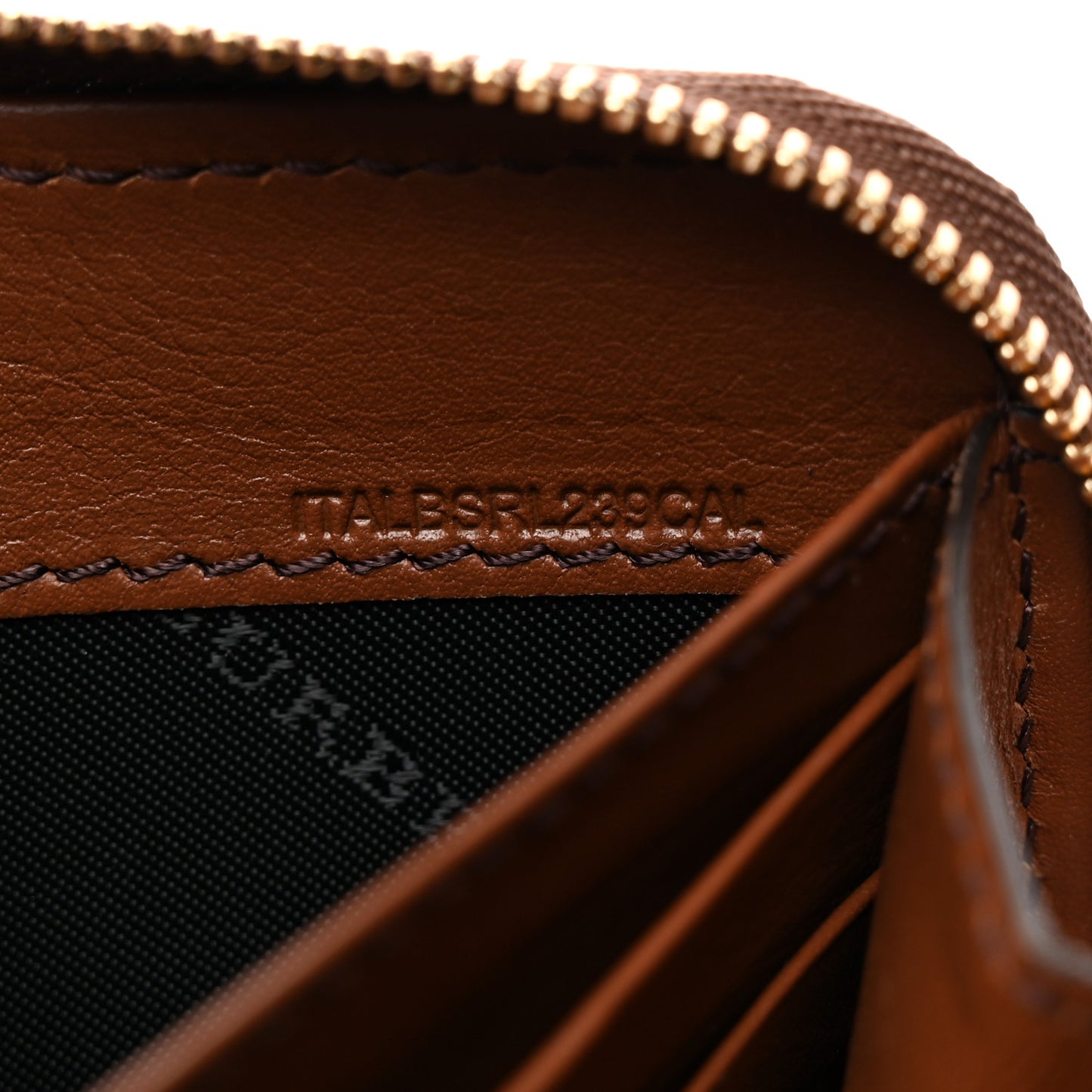 Calfskin House Check Elmore Zip Around Wallet Tan