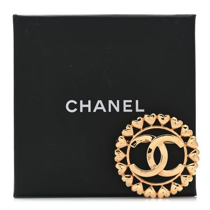 Chanel Metal CC Heart Brooch Gold 5 of 5
