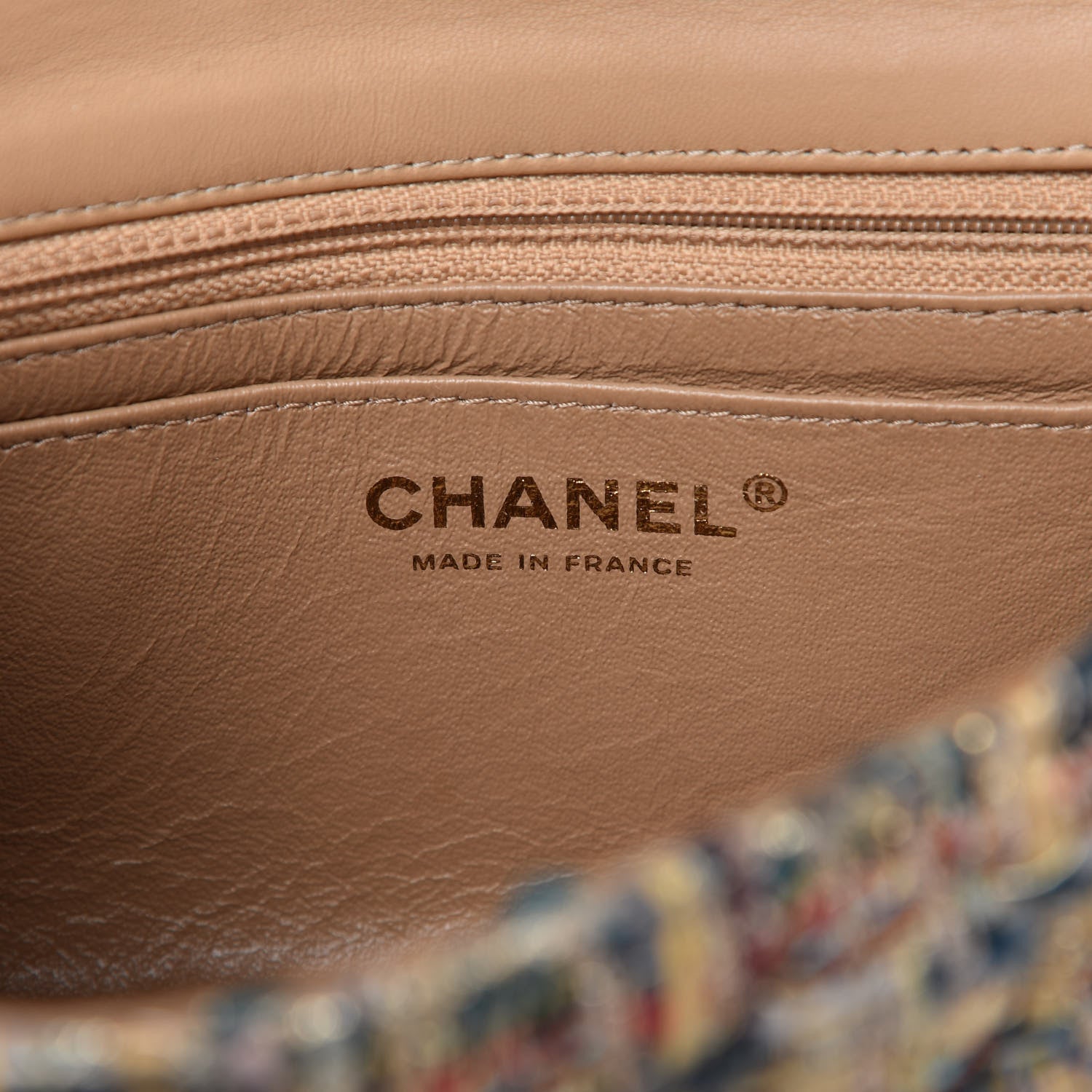 Chanel Tweed Quilted Mini Rectangular Flap Gold Blue 8 of 10