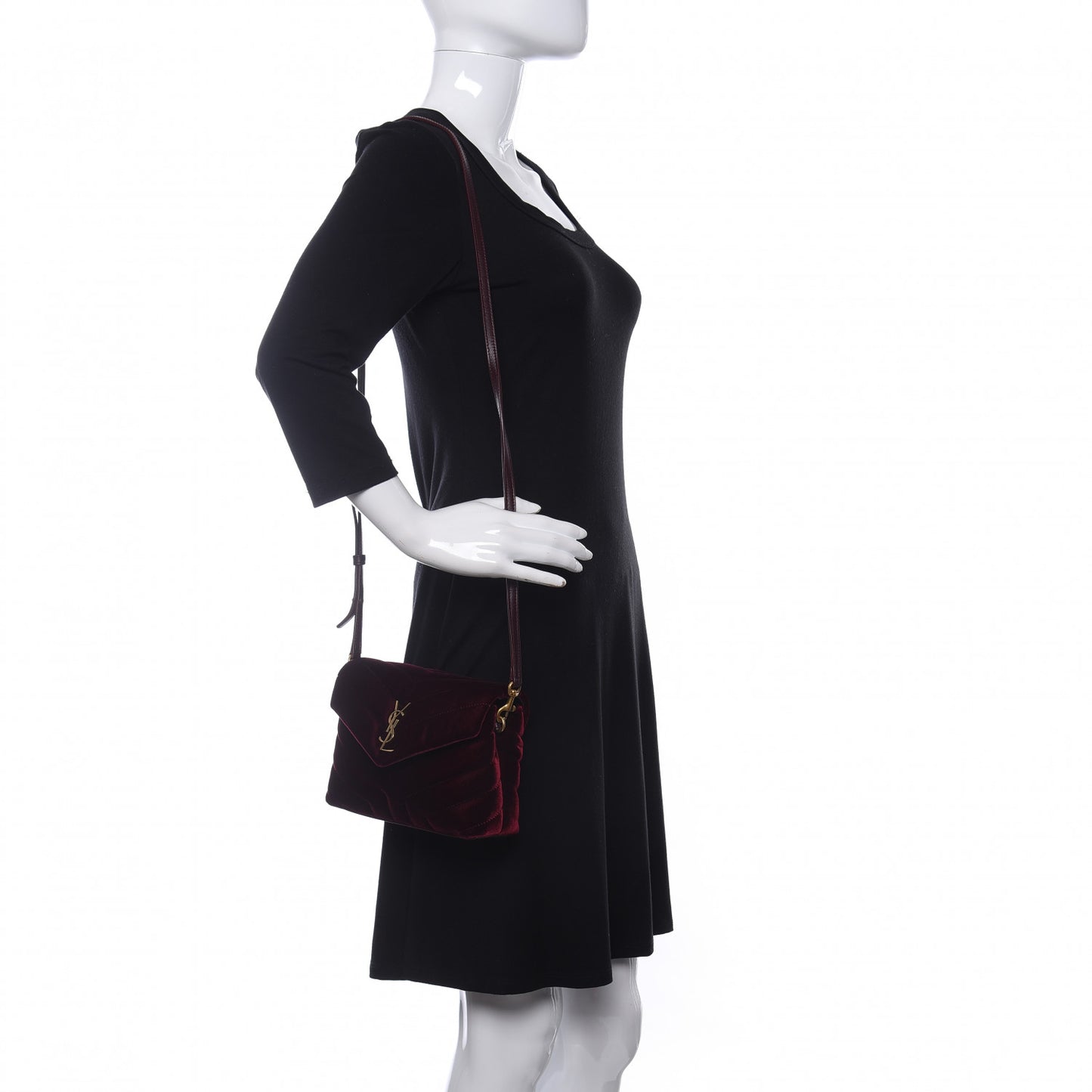 Velvet Y Quilted Monogram Toy Loulou Crossbody Bag French Burgundy