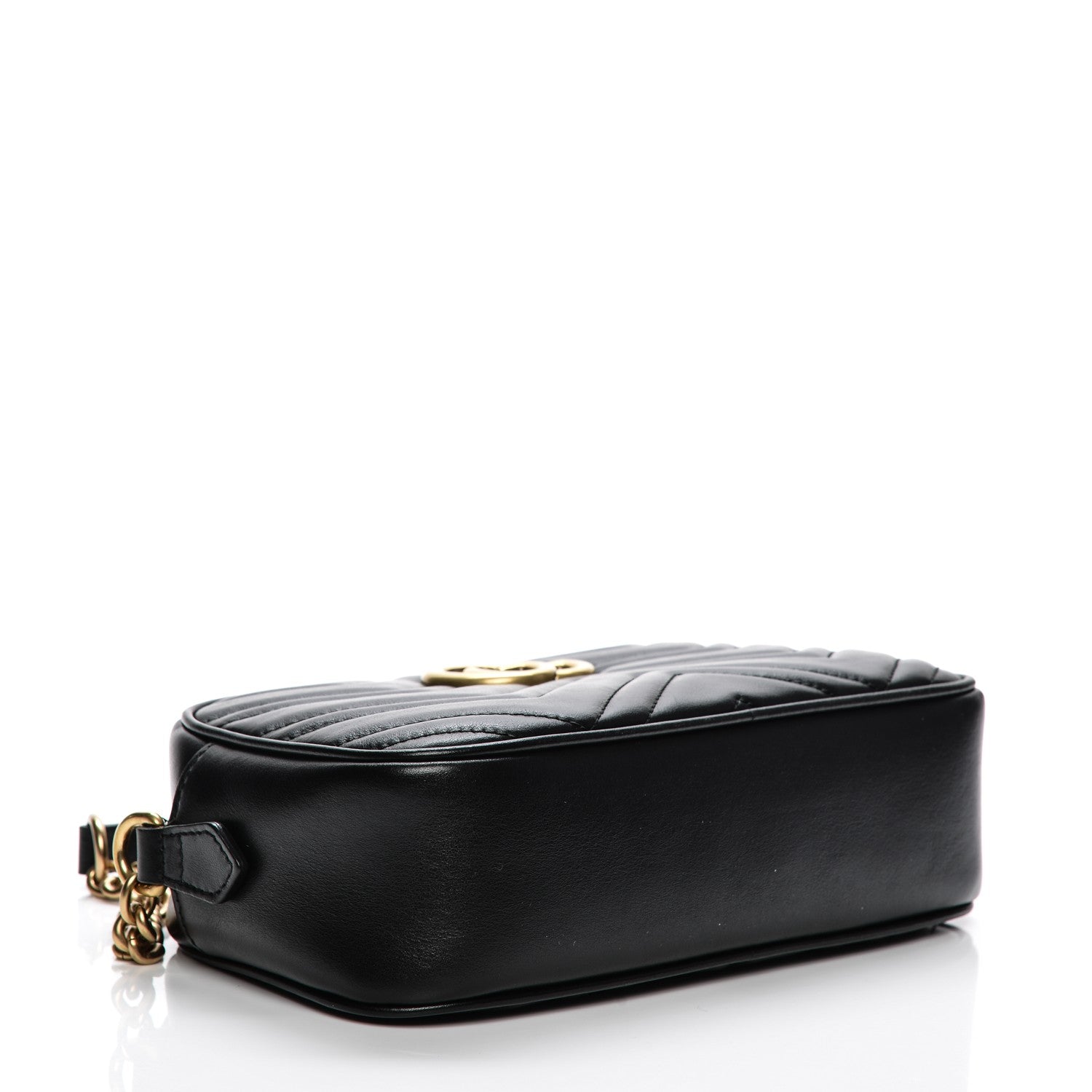 Gucci Calfskin Matelasse Small GG Marmont Chain Shoulder Bag Black 4 of 7