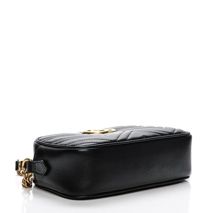 Gucci Calfskin Matelasse Small GG Marmont Chain Shoulder Bag Black 4 of 7
