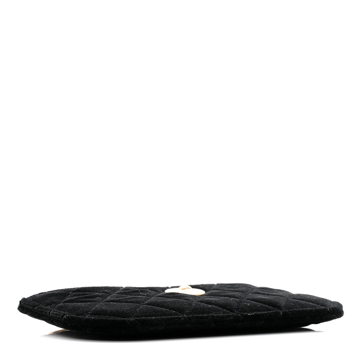 Velvet Metallic Lambskin Quilted Cosmetic Case Black