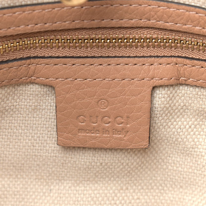 Gucci Linen Canvas Pebbled Calfskin Medium Soho Chain Shoulder Bag White Camelia 6 of 10