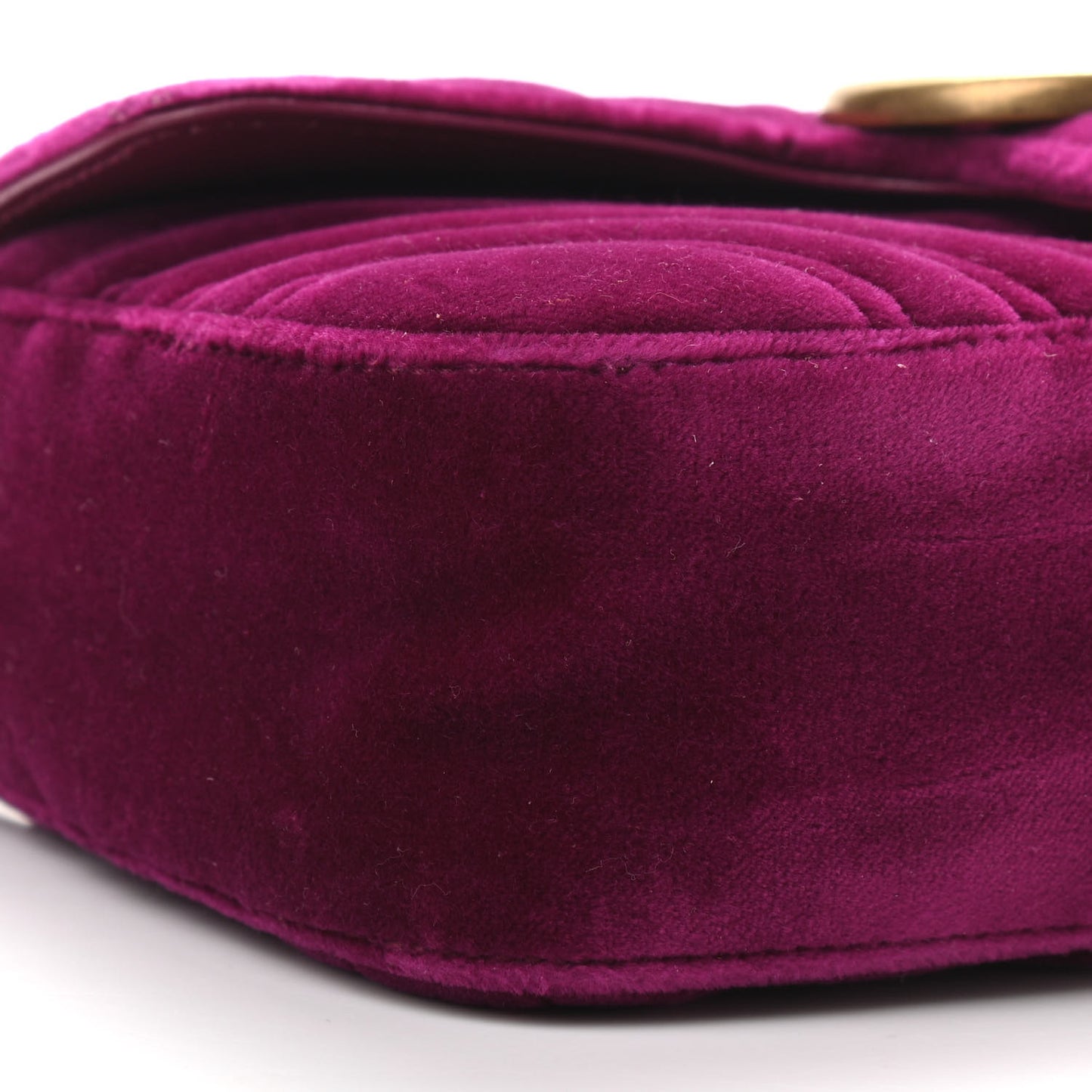 Velvet Matelasse Mini GG Marmont Shoulder Bag Fuchsia Violet Cyclamen