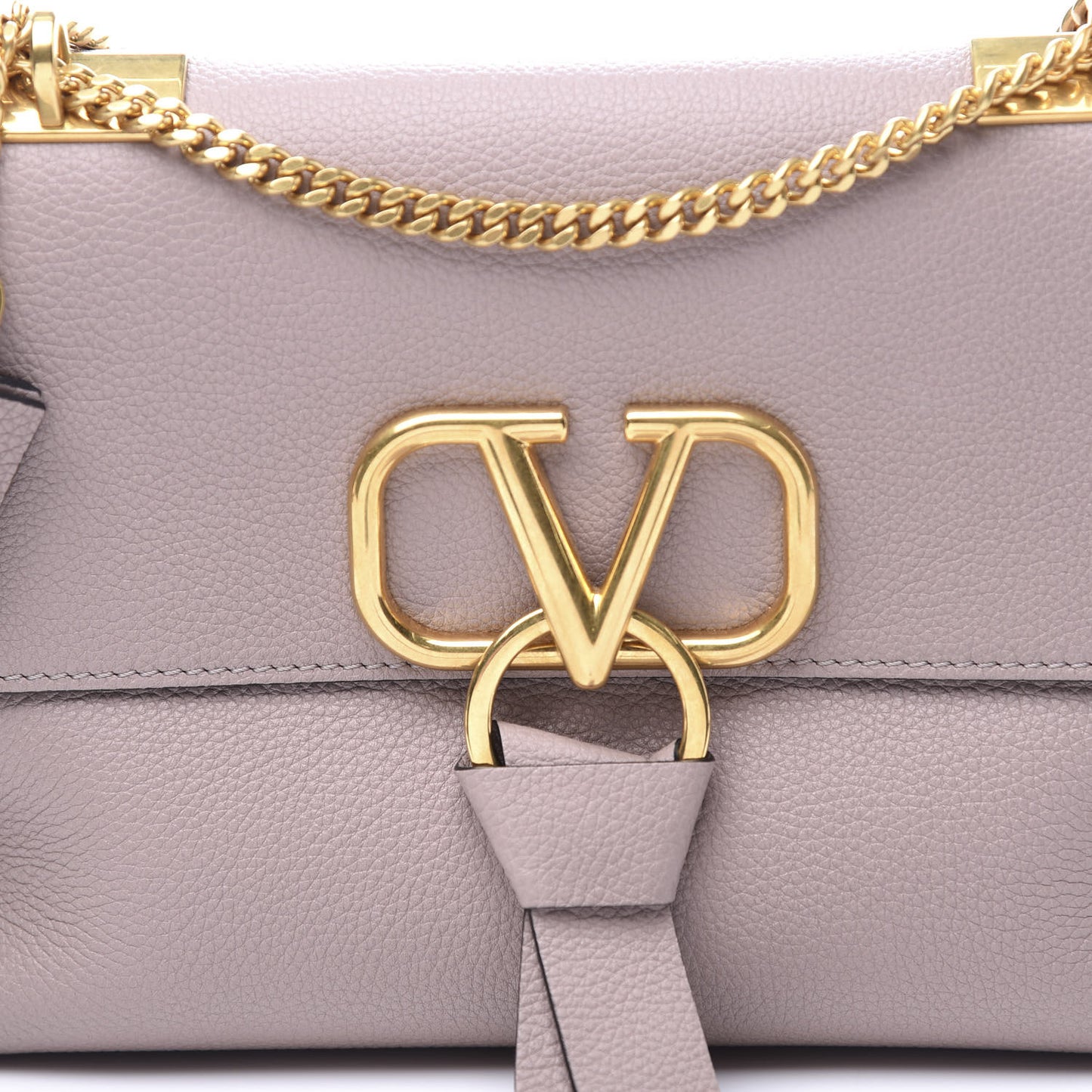 Grainy Calfskin VRing Chain Crossbody Bag Poudre