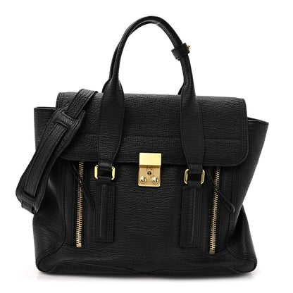 3.1 Phillip Lim Textured Calfskin Medium Pashli Satchel Black 1 of 10