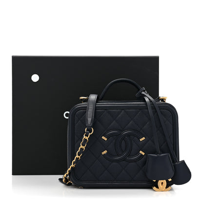 Chanel Caviar Quilted Medium CC Filigree Vanity Case Navy 12 of 12