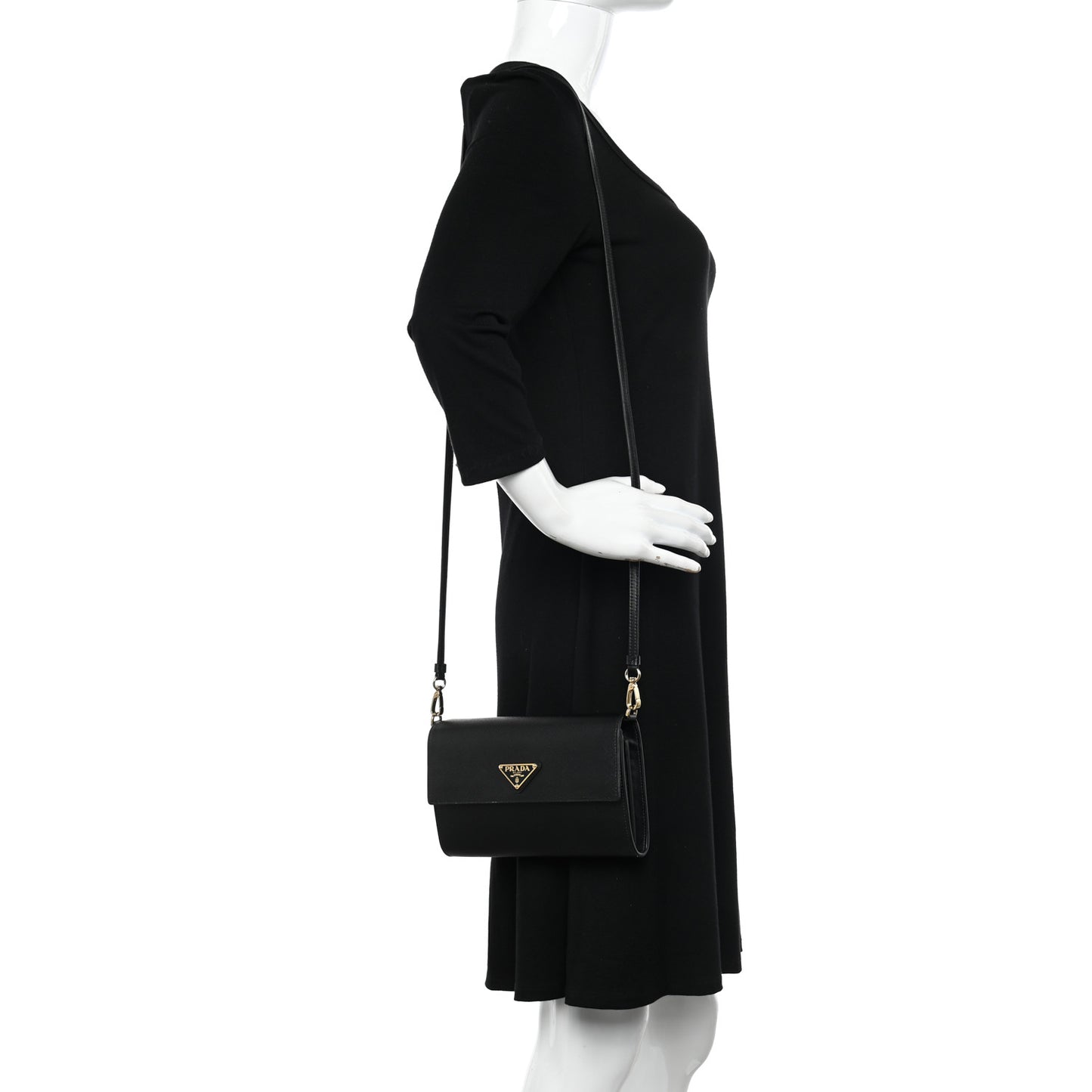 Saffiano Wallet With Shoulder Strap Black