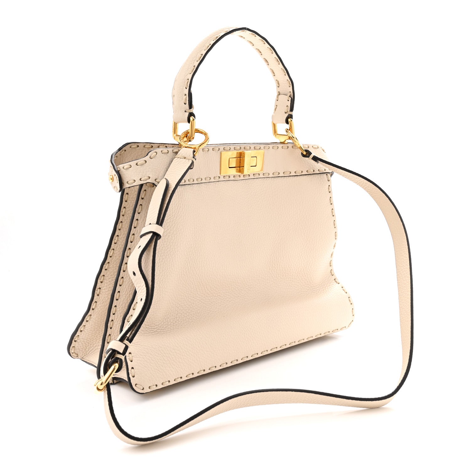 Fendi Cuoio Romano Selleria Chamois Medium Peekaboo I SEE U Satchel White 4 of 19