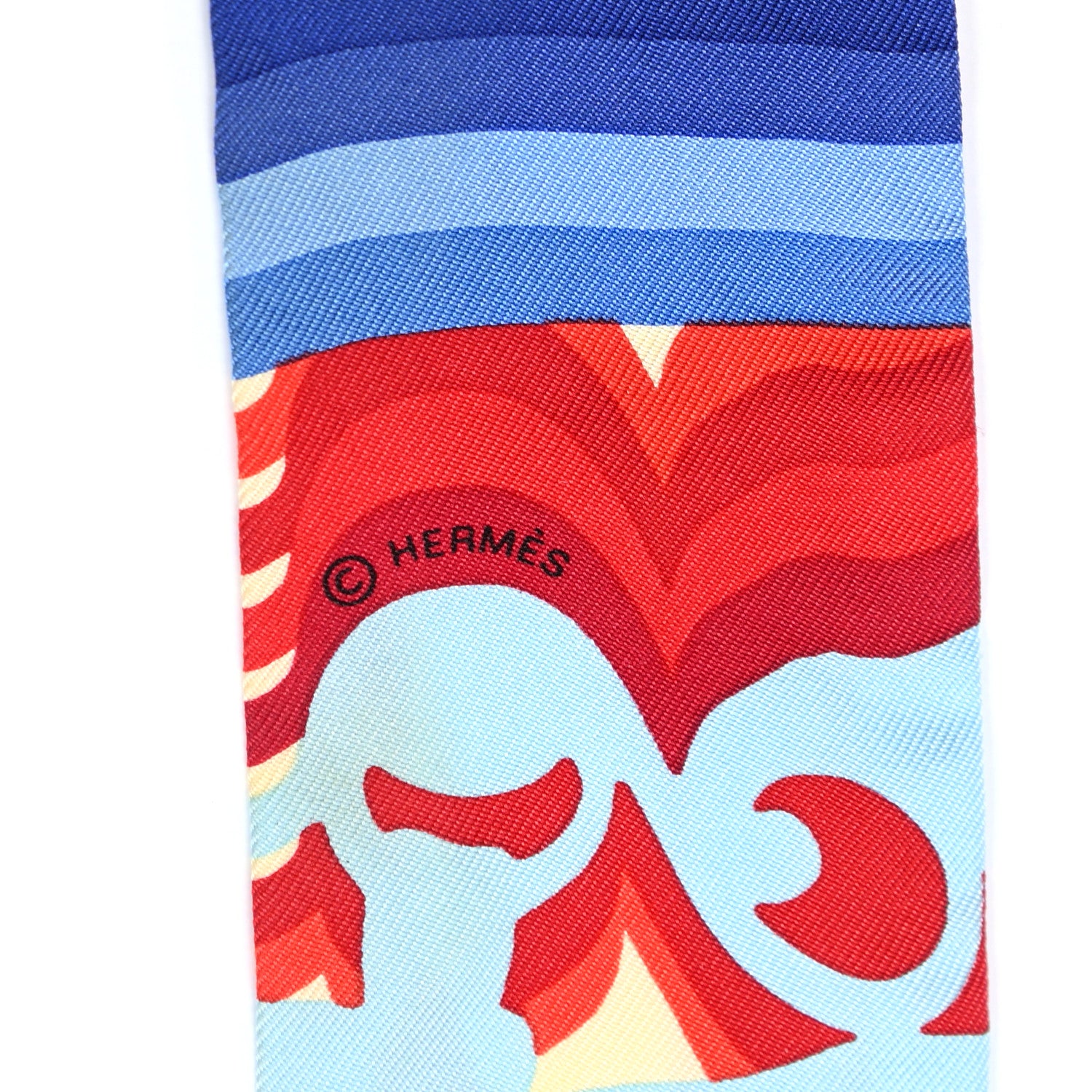 Hermes Silk Brides De Gala Shadow Twilly Bleu Rouge Creme 3 of 5