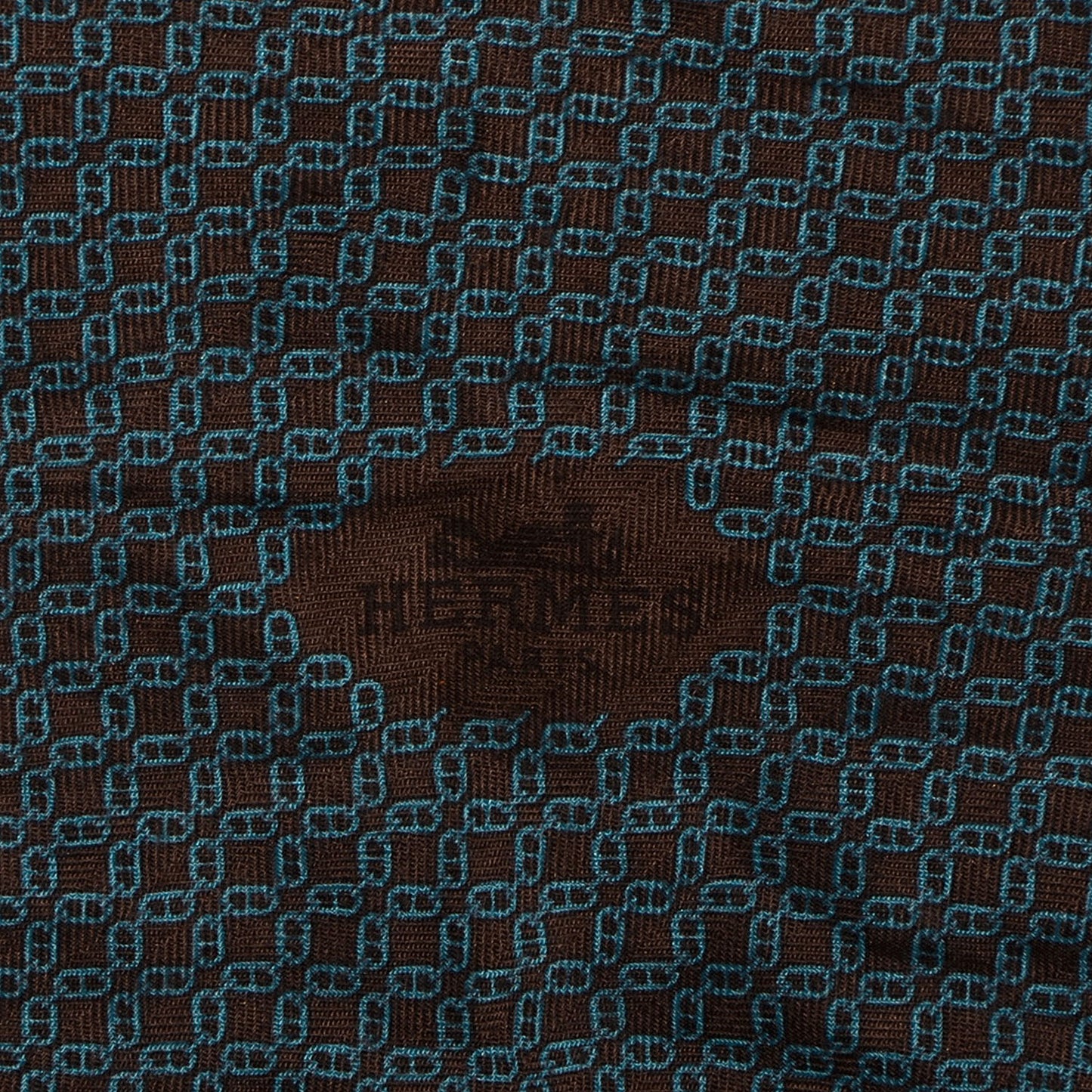 Mens Cashmere Silk Modern Chain Losange MM Imprime Scarf Kaki Turquoise