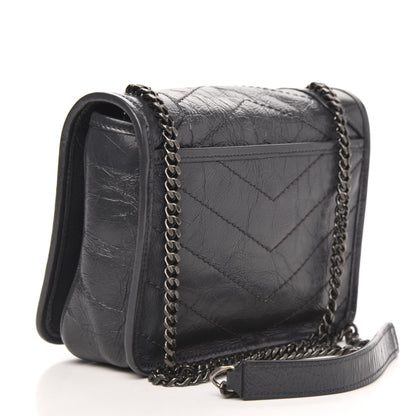 Saint Laurent Crinkled Calfskin Matelasse Monogram Niki Chain Wallet Fog 3 of 9