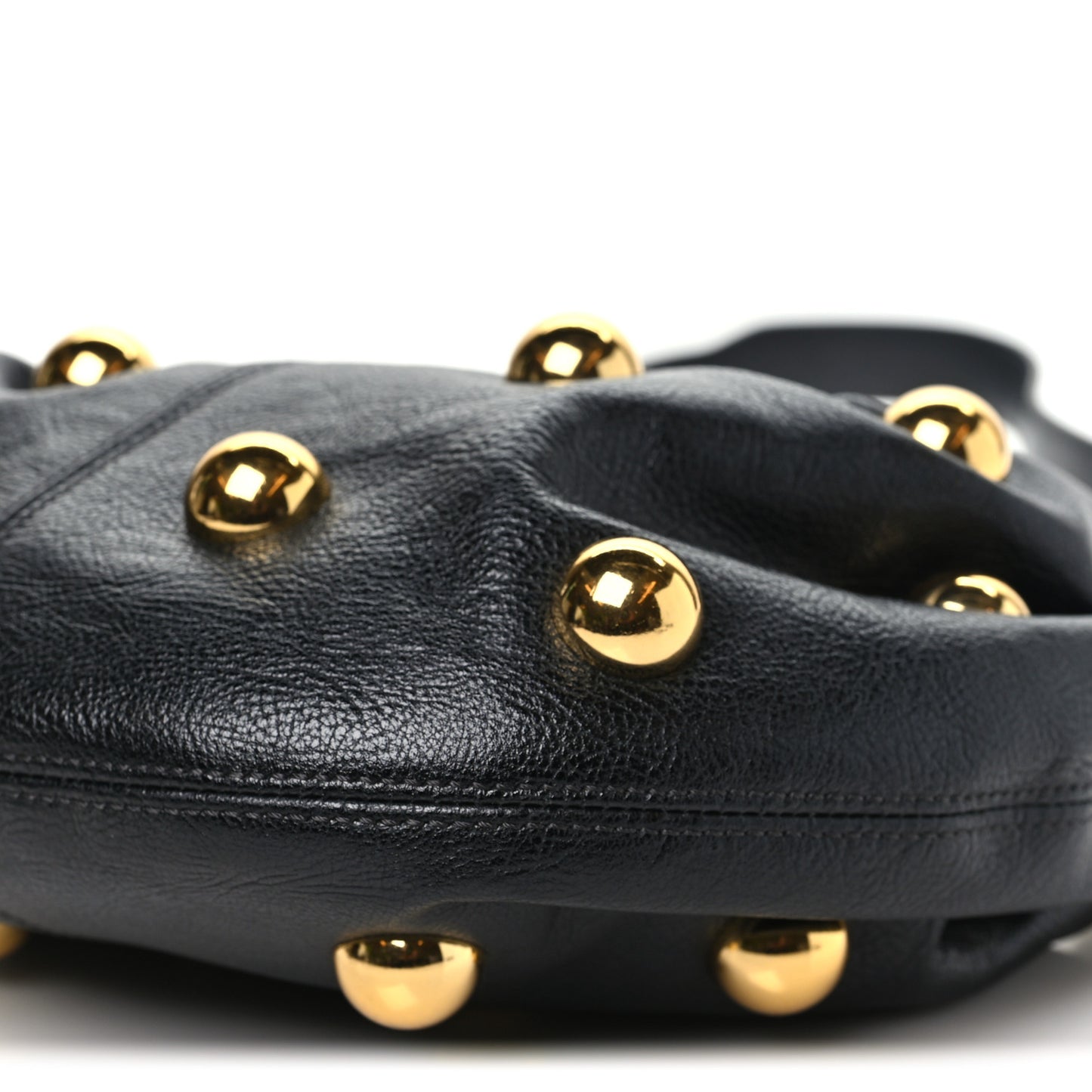 Calfskin Studded Small Bracelet Hobo Bag Black
