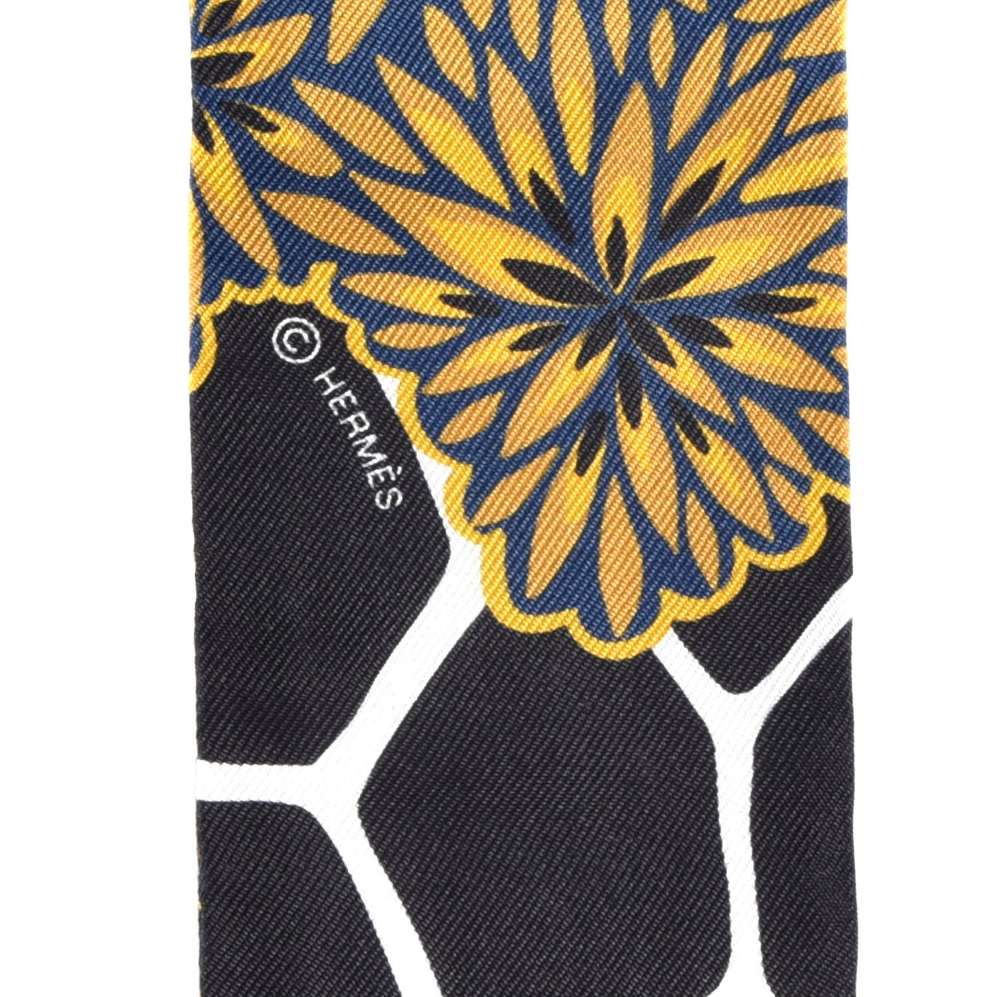 Silk Three Graces Twilly Black Gold Taupe