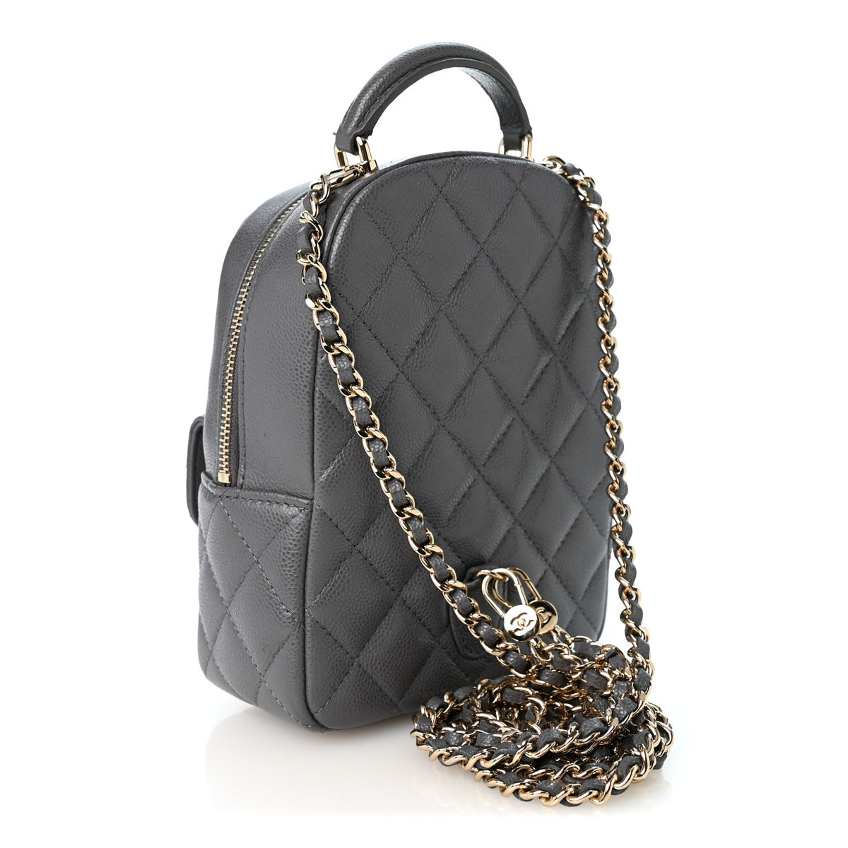 Chanel Caviar Quilted CC Mini Classic Backpack Grey 3 of 10