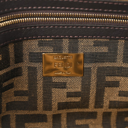 Fendi Fabric Jacquard FF 1974 Large Baguette Tobacco Moro Giallo Fluo 6 of 9