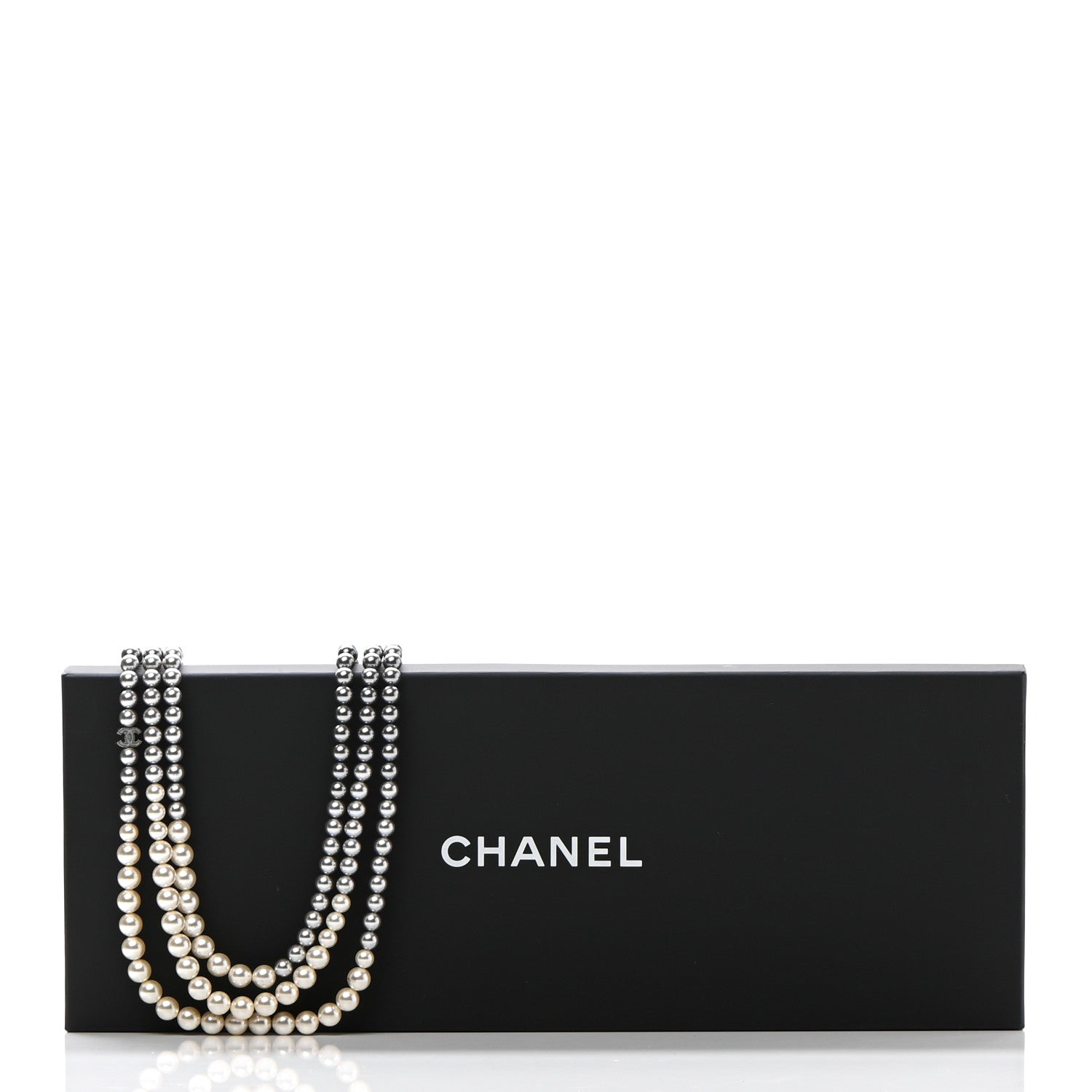 Chanel Graduated Pearl CC Multi 3 Strand Necklace Ruthenium Grey Black 7 of 7