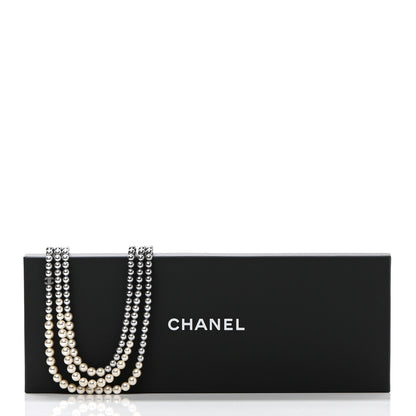Chanel Graduated Pearl CC Multi 3 Strand Necklace Ruthenium Grey Black 7 of 7