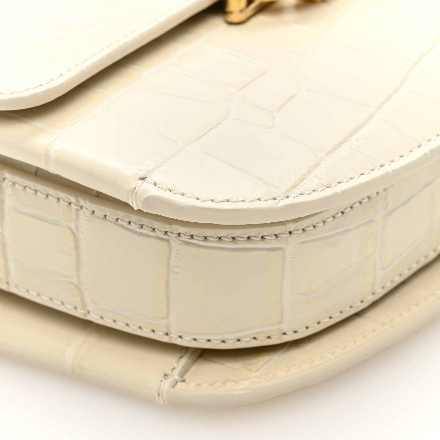 Mulberry Shiny Calfskin Crocodile Print East West Pimlico Satchel Eggshell 8 of 9