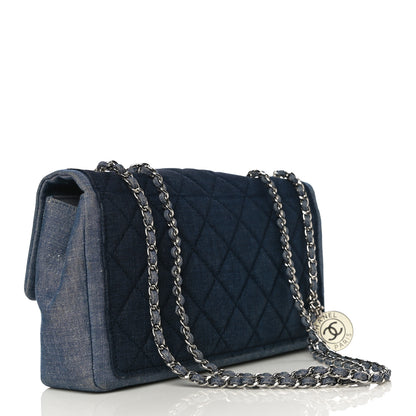 Chanel Denim Quilted Medium Graphic Flap Light Blue 3 of 18
