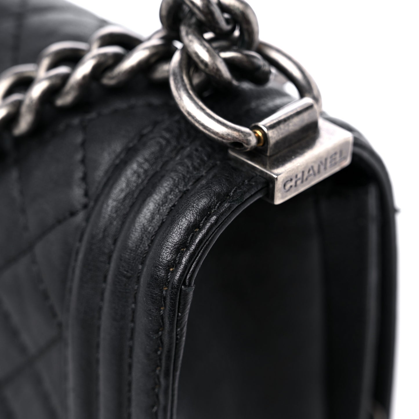 Calfskin Quilted Metal Embellished Paris Dallas Medium Boy Flap Black