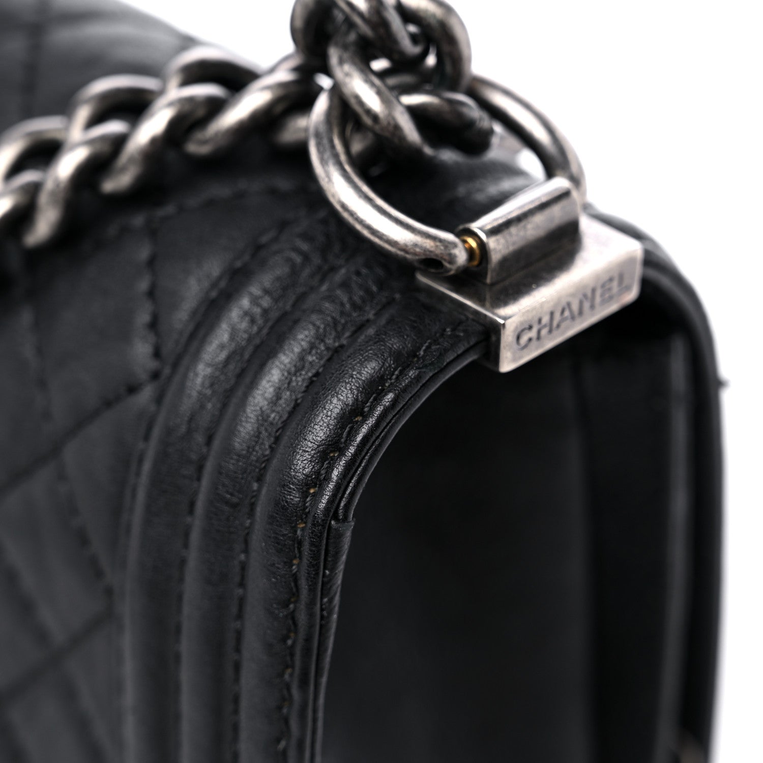 Chanel Calfskin Quilted Metal Embellished Paris Dallas Medium Boy Flap Black 14 of 15