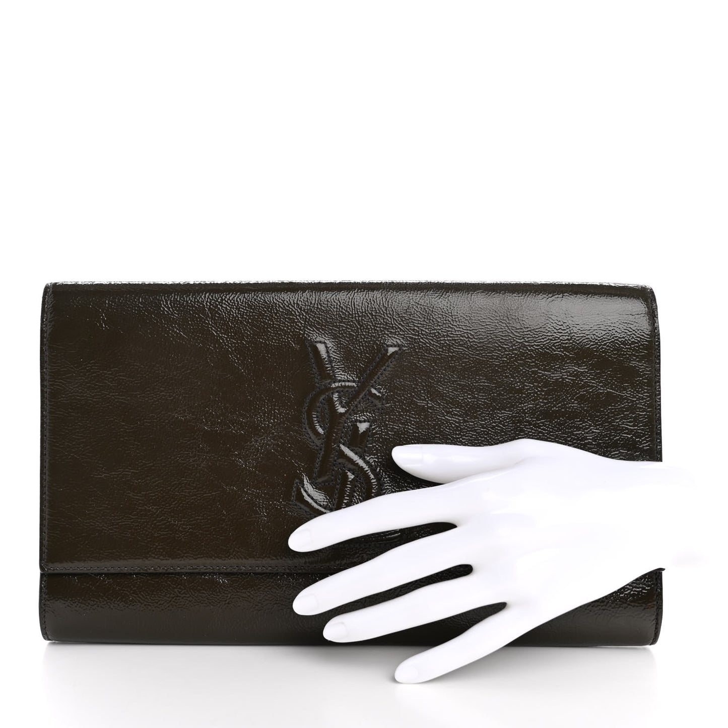 Textured Patent Calfskin Monogram Large Belle De Jour Clutch Green