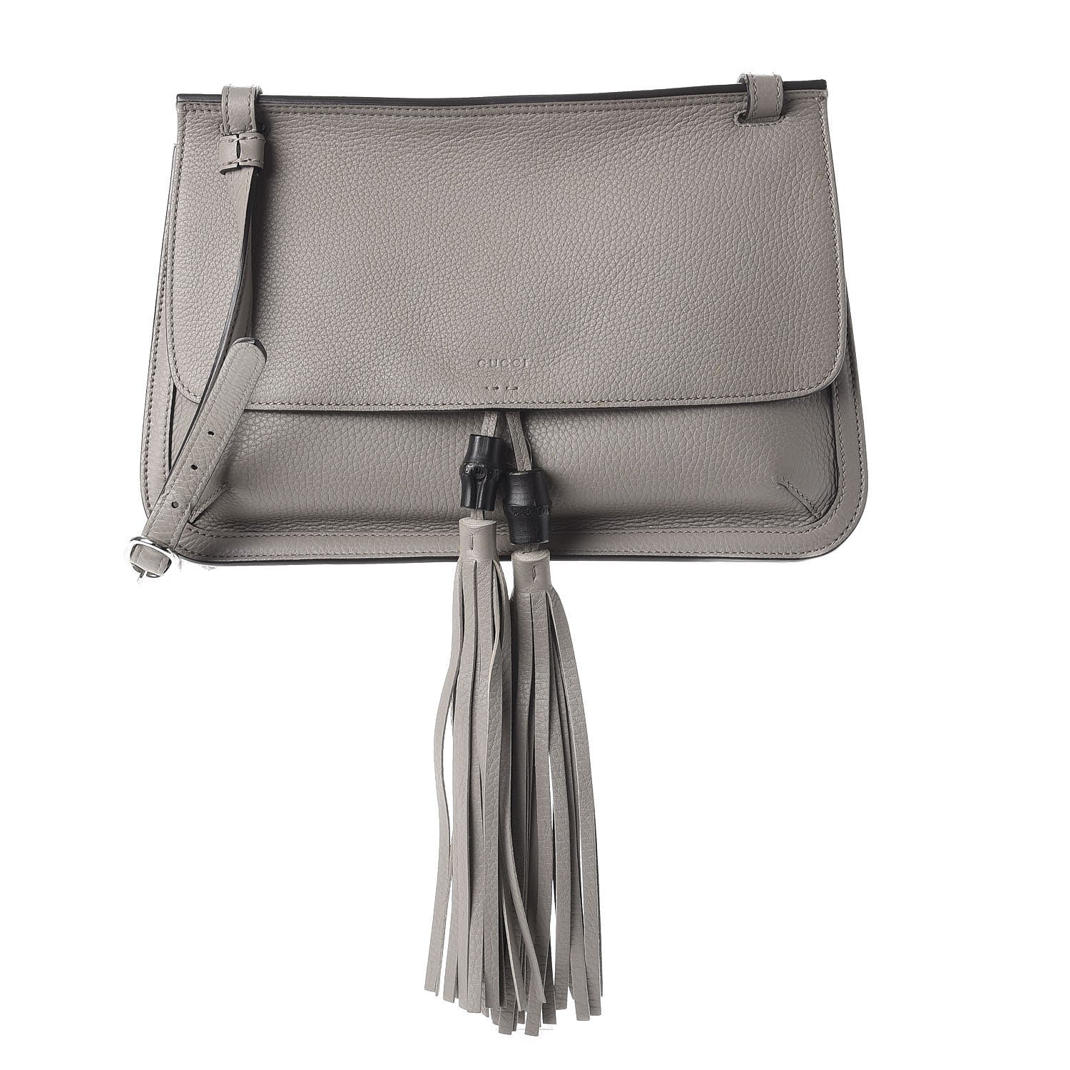 Gucci Cellarius Calfskin Medium Bamboo Daily Flap Shoulder Bag Storm Grey 1 of 6
