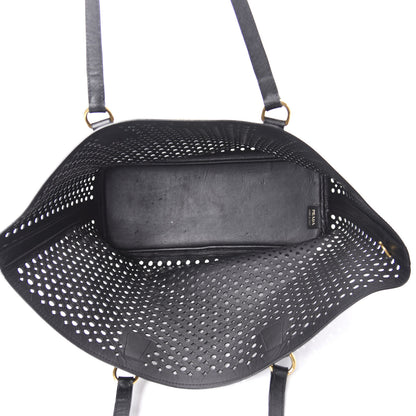 Prada Saffiano Perforated Tote Black 5 of 11