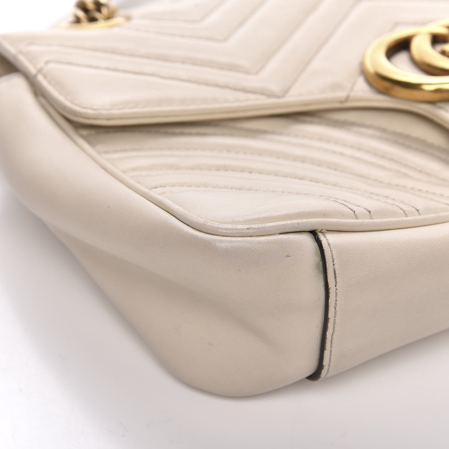 Gucci Calfskin Matelasse Small GG Marmont Shoulder Bag White 9 of 13